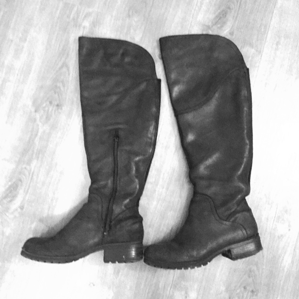 Black Lucky Brand Leather OTK boots
